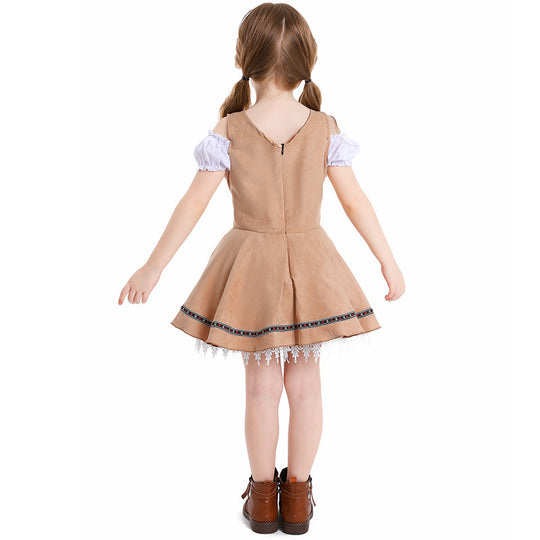 Damen nan traditionelles Kinderdirndl mit Schnürmieder, Spitzenunterrock und dekorativer Schürze Shop Nory
