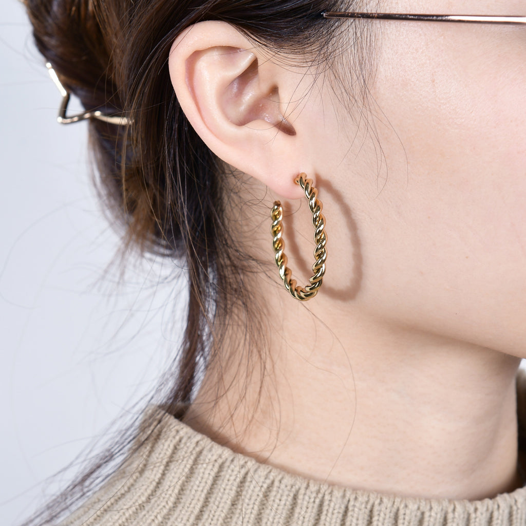 Damen Hoops mit drehendem Zopfmuster Shop Nory