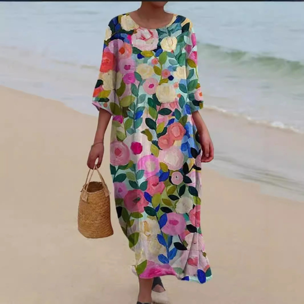 Damen Maxikleid mit floralem Design und lässigem Schnitt