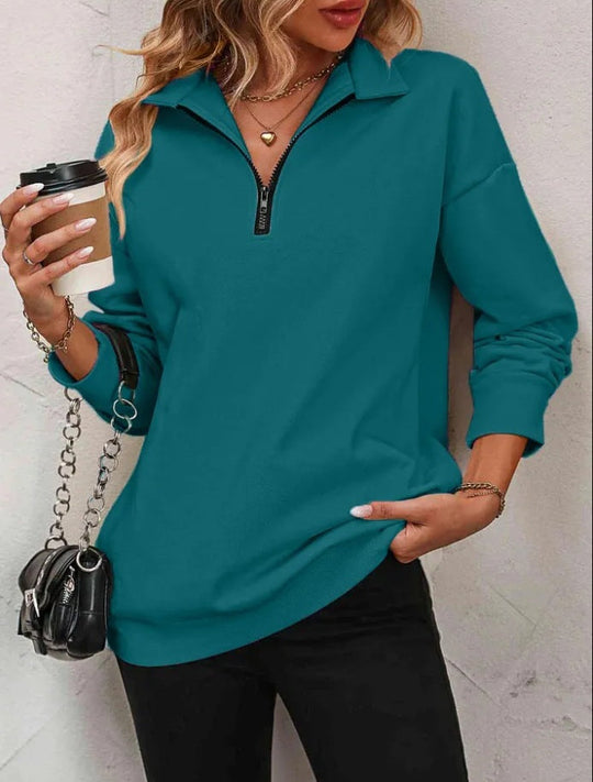Damen Sweatshirt mit halbem Reißverschluss
