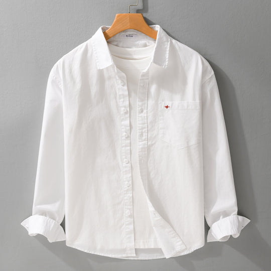Herren Leichtes Baumwollhemd im Overshirt‑Stil mit Kentkragen, Brusttasche und dezenter Mini‑Stickerei Shop Nory