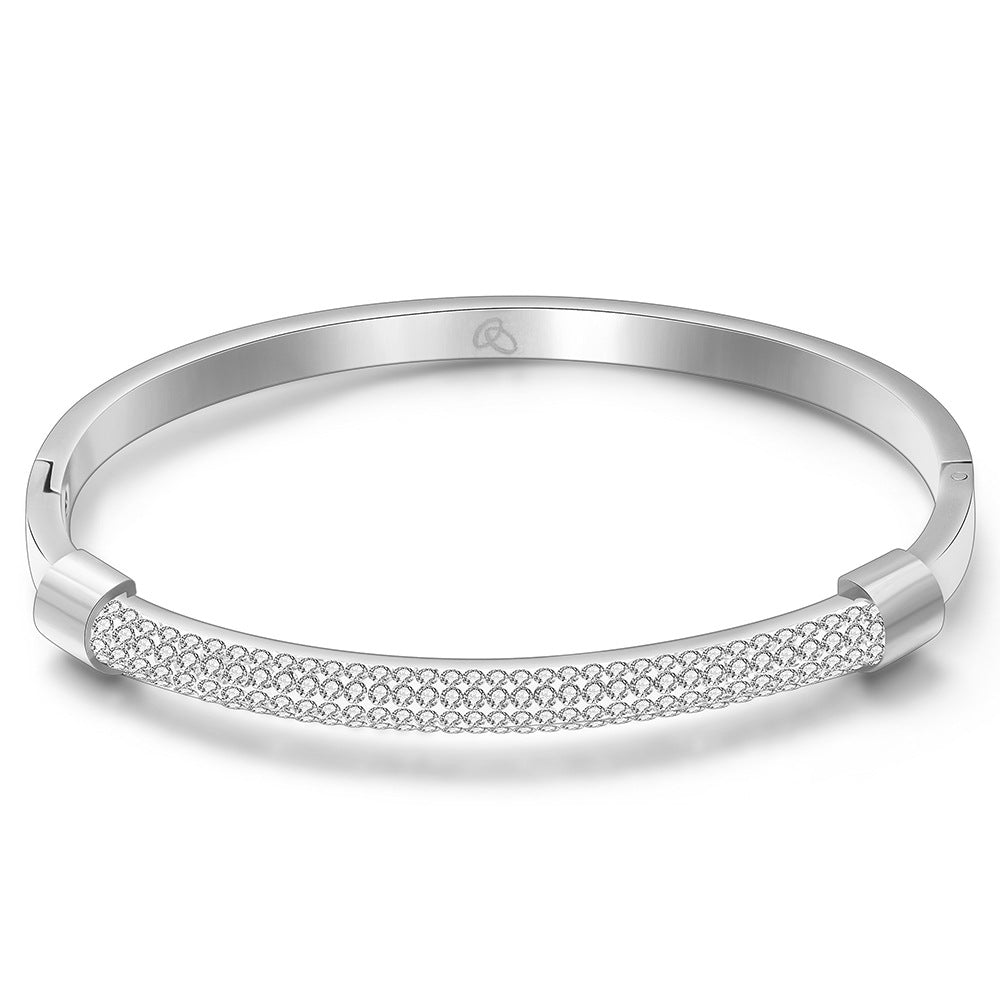 Damen Armreif aus hochwertigem Edelstahl mit funkelndem Kristall-Design Shop Nory