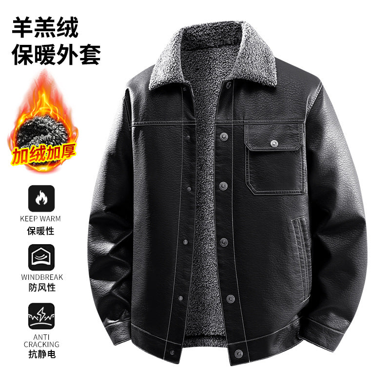 Herren Edle Kunstlederjacke mit weichem Teddyfutter Shop Nory