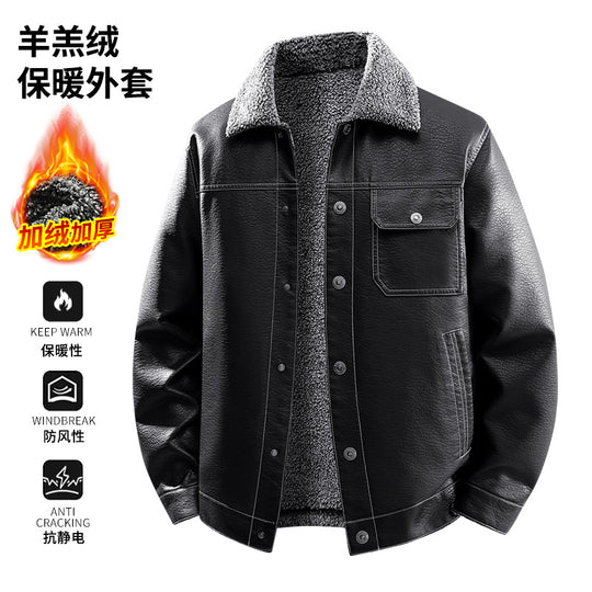 Herren Edle Kunstlederjacke mit weichem Teddyfutter Shop Nory