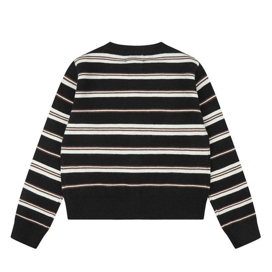 Damen Gestreifte Strick-Cardigan mit Knopfleiste und Stern-Applikationen Shop Nory