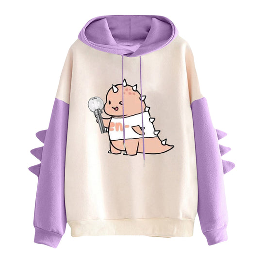Damen nan Kapuzenpullover mit niedlichem Frosch-Motiv, Kängurutasche und volumigen Ärmelapplikationen Shop Nory