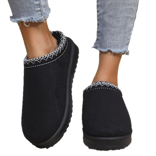 Damen Gefütterte Velours‑Slipper mit gestricktem Schaftbund und profilierter Plateausohle Shop Nory