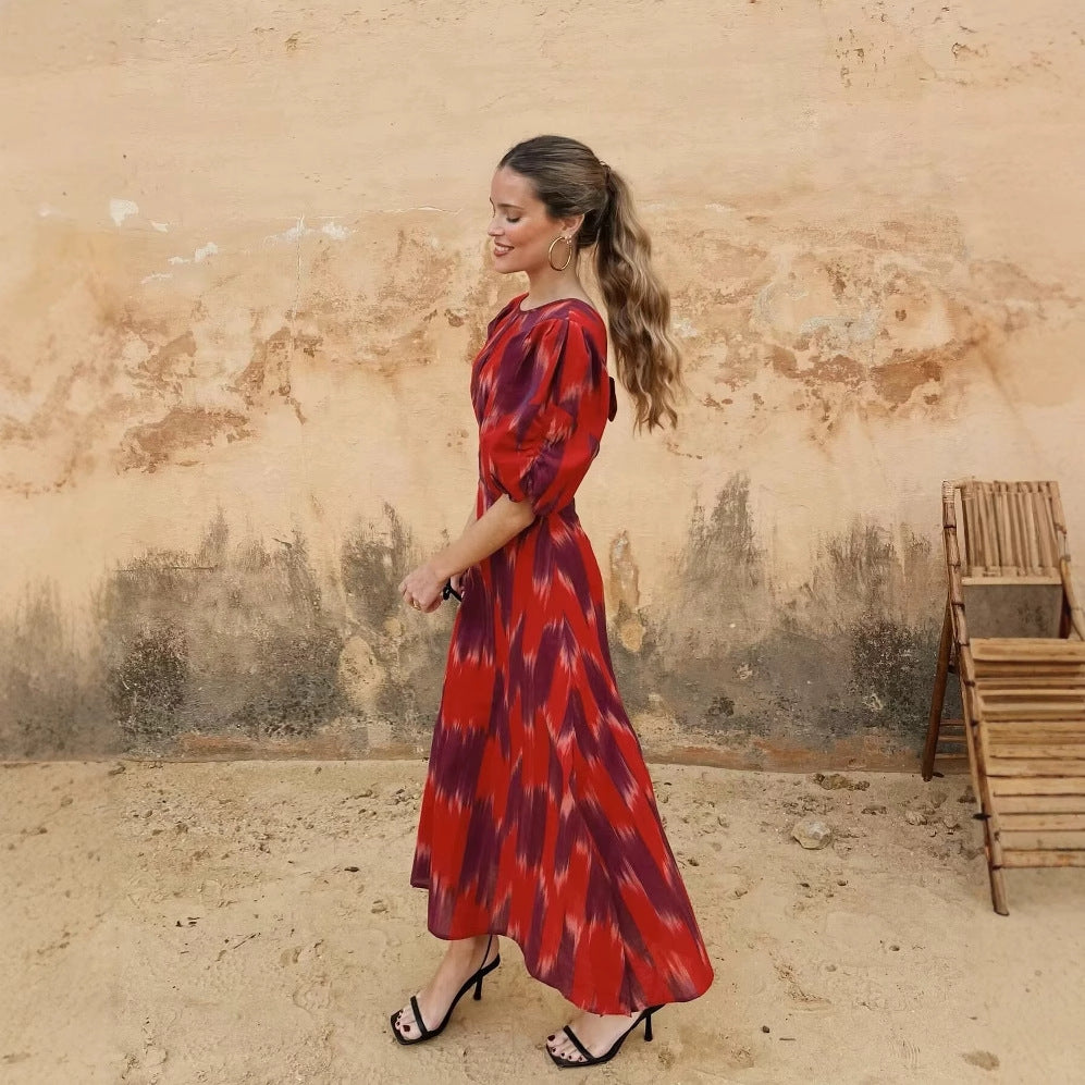 Damen Sommerkleid mit buntem Stickdesign und lockerem Schnitt