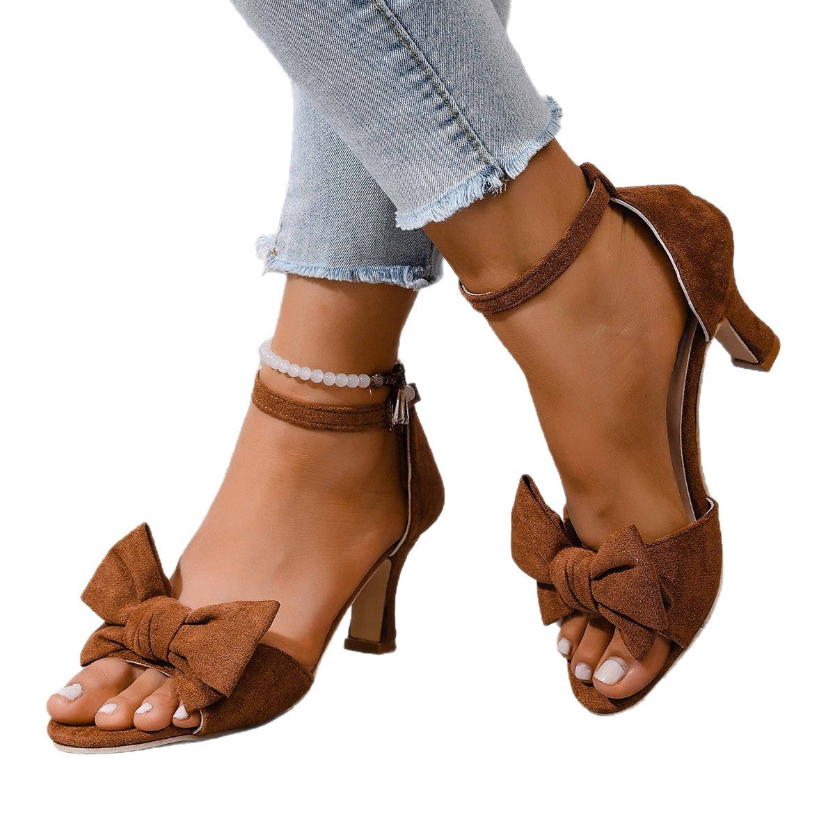 Damen elegante High Heel Sandalen mit modischer Schleifen-Applikation