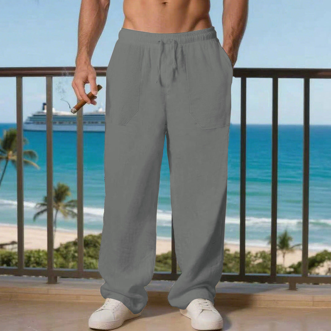 Herren Bequeme Strandhose mit seitlichen Taschen und elastischem Bund