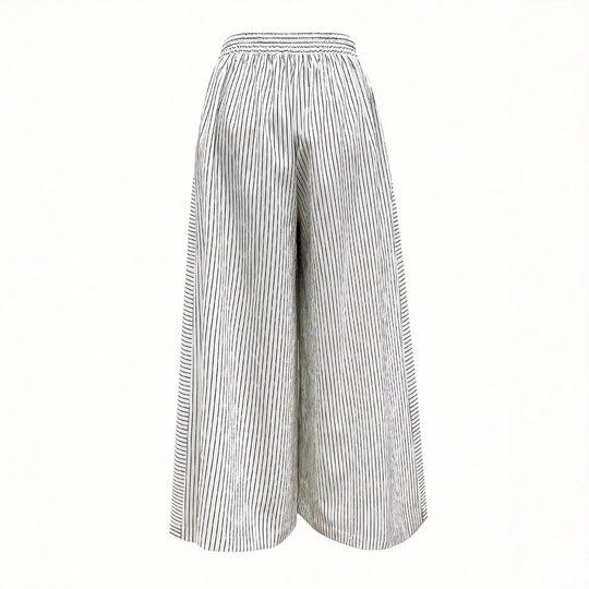 Damen Hochtaillierte Palazzo-Hose mit weitem Bein & Streifen-Detail Shop Nory