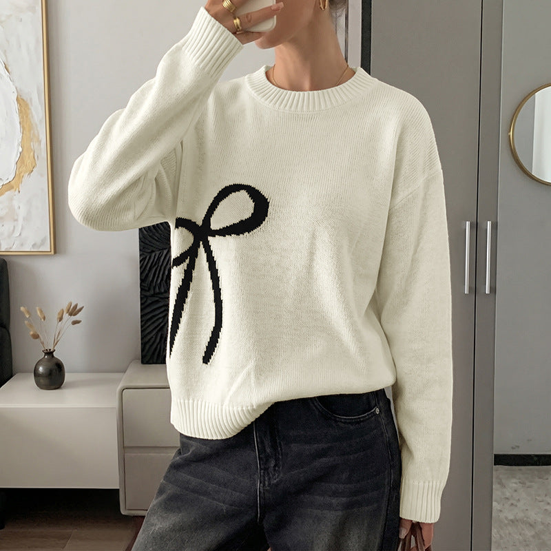 Damen Modischer Pullover mit Schleifenmotiv Shop Nory
