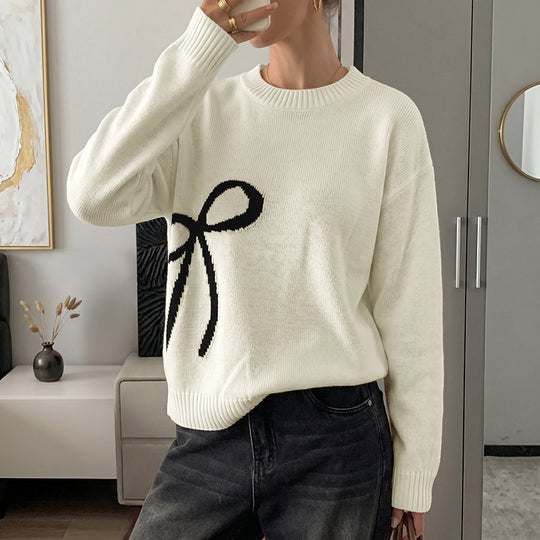 Damen Modischer Pullover mit Schleifenmotiv Shop Nory