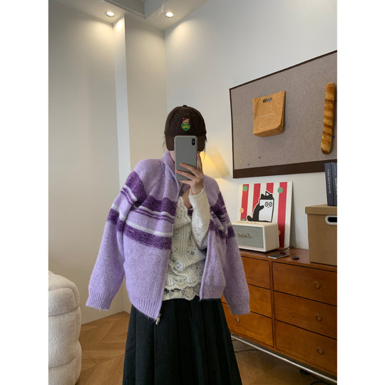 Damen Gemütlicher Strick-Cardigan mit Reißverschluss Shop Nory