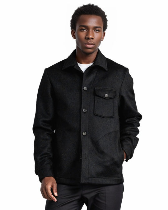 Herren Wollmix-Workerjacke mit Brusttasche und Hemdkragen Shop Nory