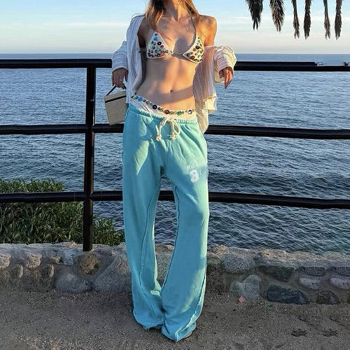 Damen nan ausgestellte Sweatpants mit extra weitem Schlag, elastischem Bund und Kordelzug Shop Nory