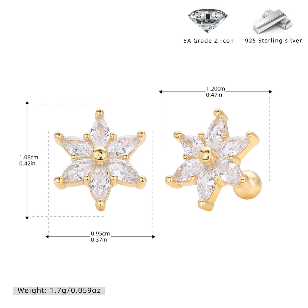 Damen Ohrstecker mit funkelndem Blumenmotiv aus hochwertigem 925 Sterling Silber Shop Nory