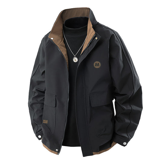 Herren Kurz geschnittene Softshell‑Utility‑Jacke mit Stehkragen und Pattentaschen Shop Nory