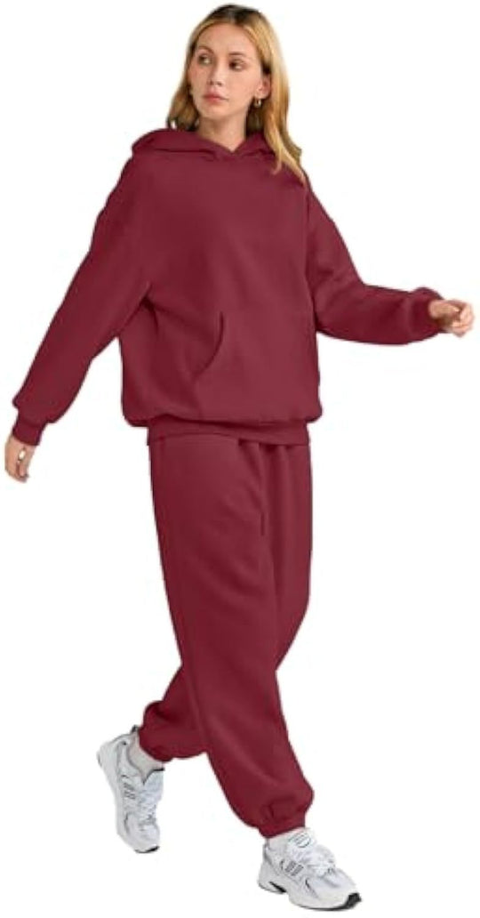 Damen Lässiges Hoodie-Jogging-Set aus French Terry mit Oversize-Kapuzenpullover und hochgeschnittener Jogginghose Shop Nory