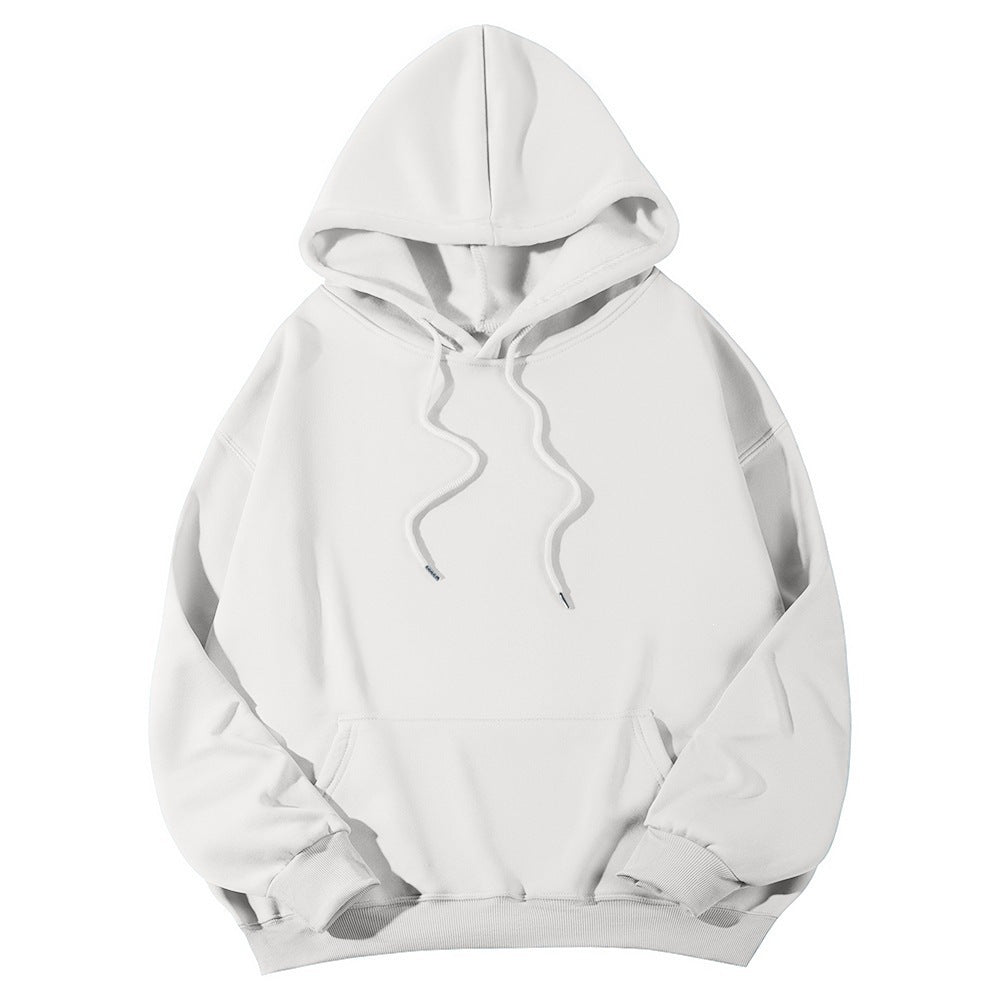 Unisex minimalistischer Kapuzenpullover mit verlängertem Rücken und Kängurutasche Shop Nory