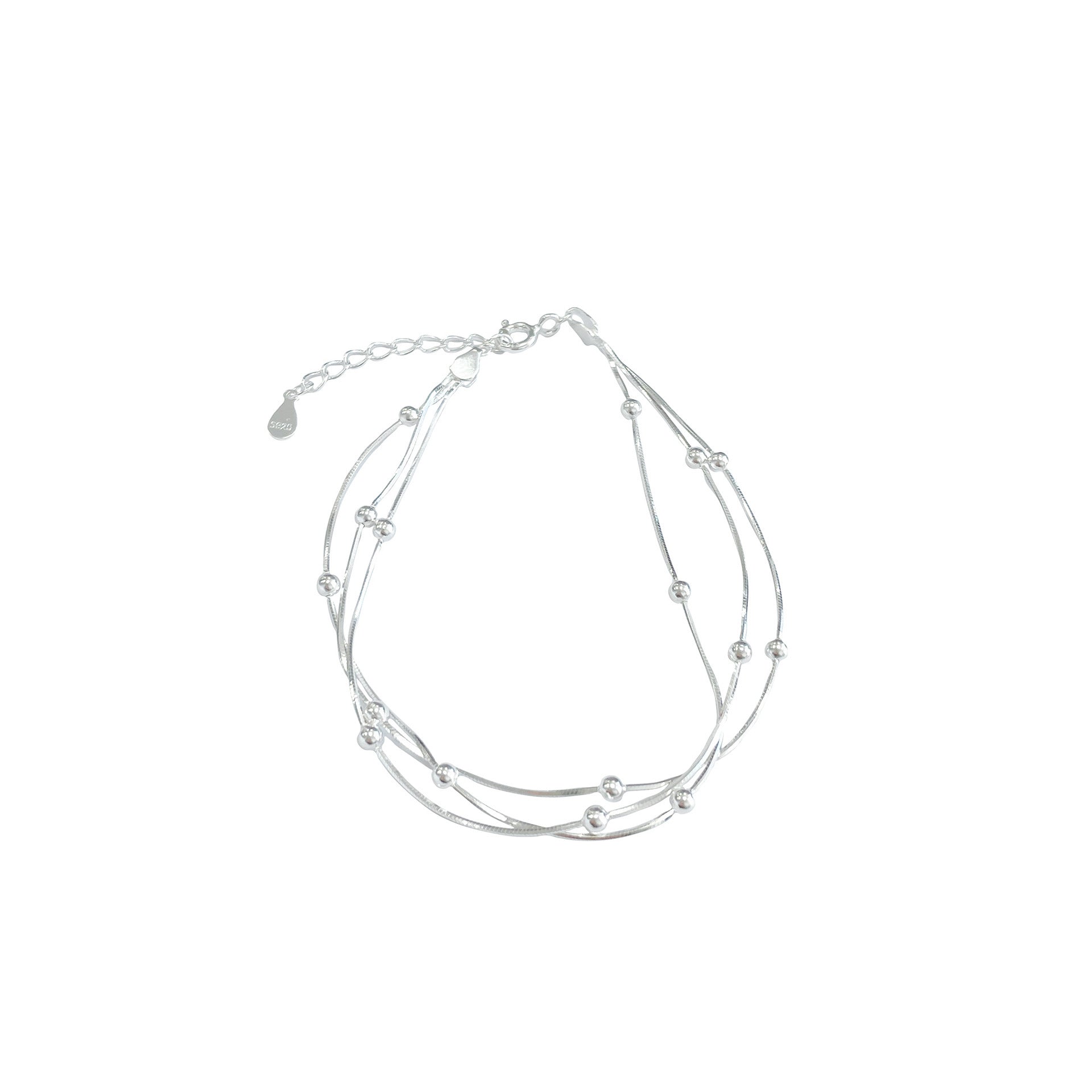 Damen Armkette mit eleganten geschwungenen Linien und glänzenden Kugeldetails Shop Nory