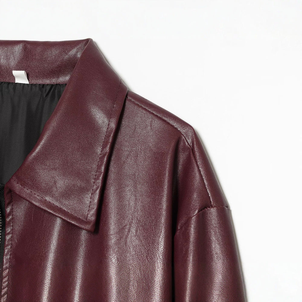 Damen Kurzgeschnittener Kunstleder‑Blouson mit Reißverschluss und gerafftem Saum Shop Nory