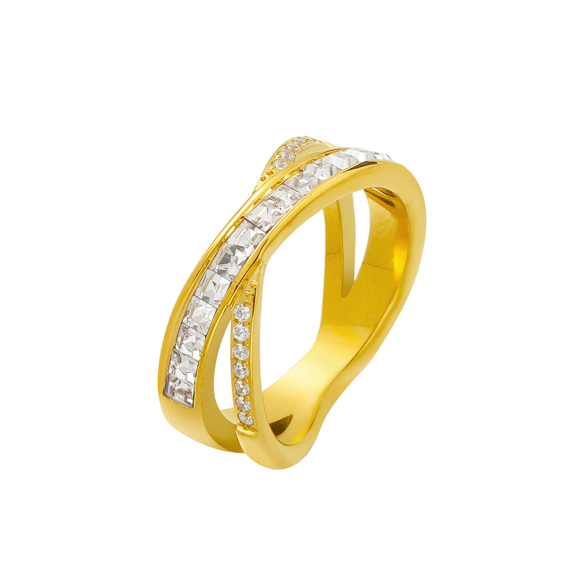 Damen Glitzernder Ring mit modernem Wellen-Design Shop Nory