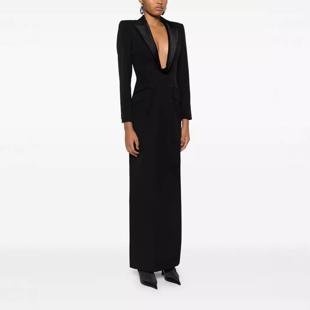 Damen Tailliertes Abend-Maxikleid im Smoking-Blazer-Stil Shop Nory