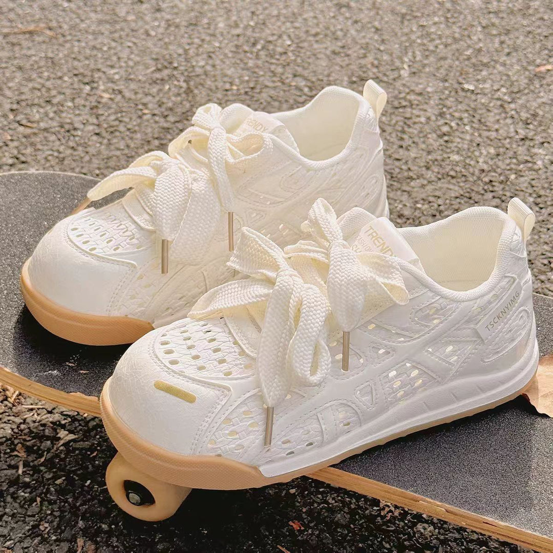 Damen Sportliche Plateau‑Sneaker mit perforiertem Obermaterial und dekorativen Schleifen Shop Nory