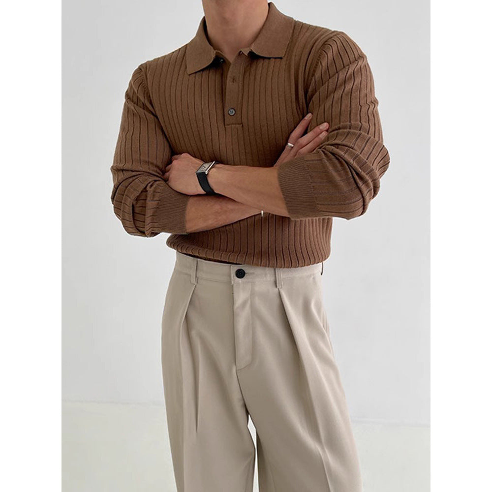 Herren Stilvolles Langarm-Rippstrickoberteil Shop Nory