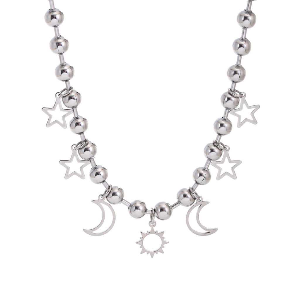 Damen charmante Kette mit Mond- und Stern-Anhängern Shop Nory