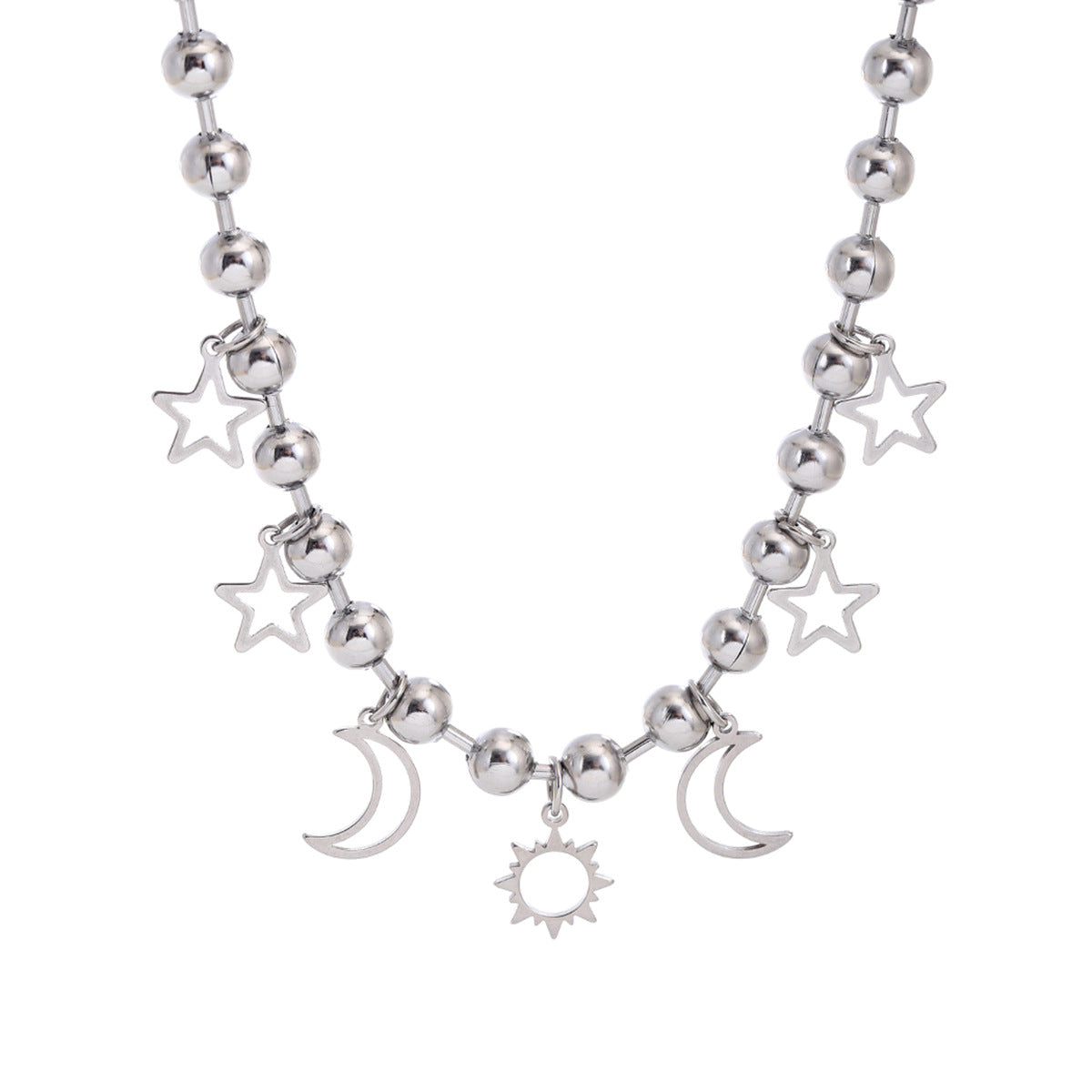 Damen charmante Kette mit Mond- und Stern-Anhängern Shop Nory