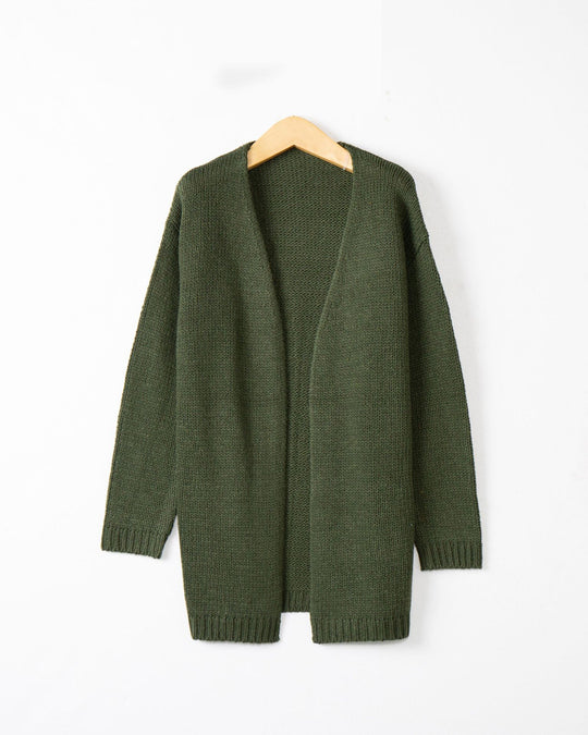 Damen Longline Strickcardigan ohne Verschluss mit offener Front und feiner Rippkante Shop Nory