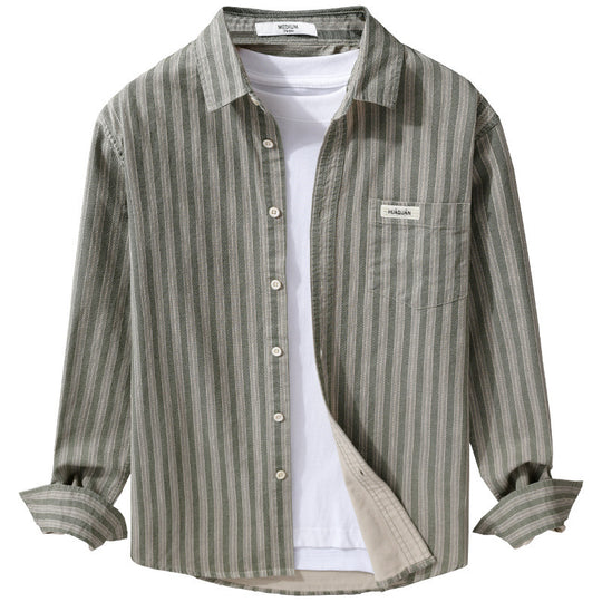 Herren Casual-Streifenhemd im Overshirt‑Stil mit Kentkragen Shop Nory
