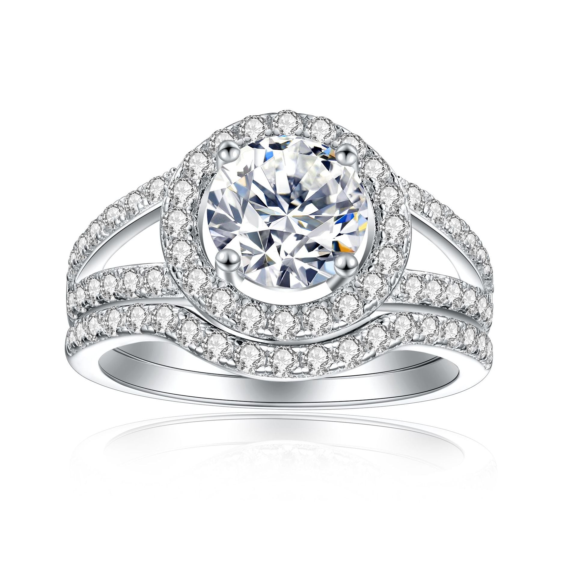 Damen Ring mit geschwungenem Design und funkelndem Zirkonia-Besatz Shop Nory