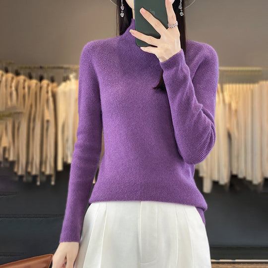 Damen Premium-Feinstrick-Mockneckpullover mit extra langen Ärmelabschlüssen und feiner Rippenstruktur Shop Nory