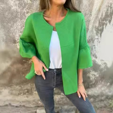 Damen Kurzjacke aus Strukturstrick mit 3/4 Ballonärmeln Shop Nory