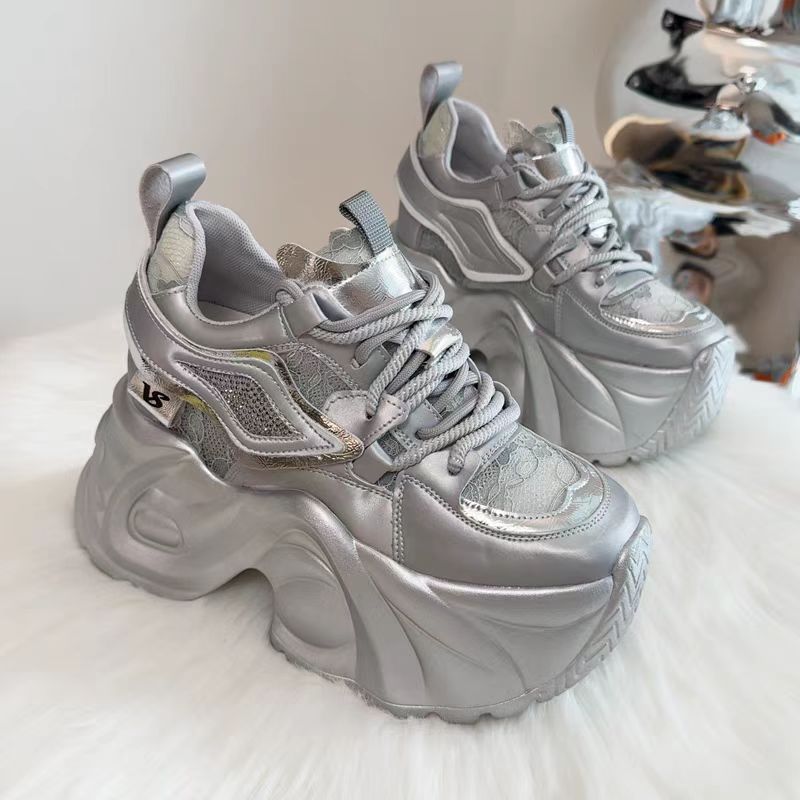 Damen Plateau Sneakers mit atmungsaktiver Mesh-Oberfläche und komfortabler Dämpfung Shopnory