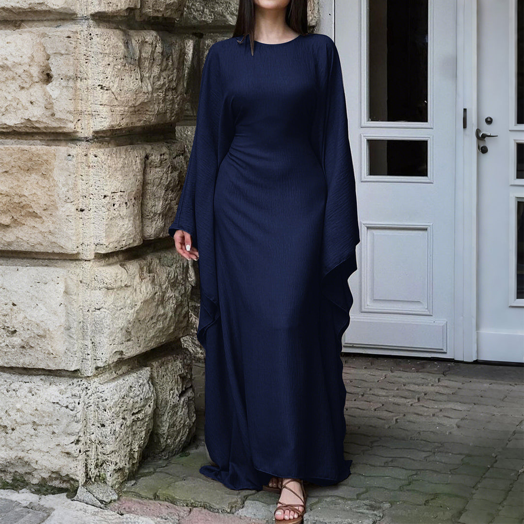 Damen nan fließendes Maxikleid mit weiten drapierten Ärmeln aus Viskosemix Shop Nory