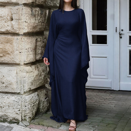 Damen nan fließendes Maxikleid mit weiten drapierten Ärmeln aus Viskosemix Shop Nory