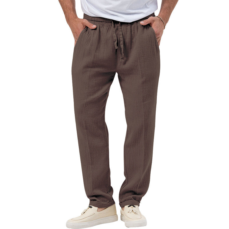 Herren entspannte Crinkle-Freizeithose mit Elastikbund Kordelzug geradem Bein und Eingrifftaschen Shop Nory