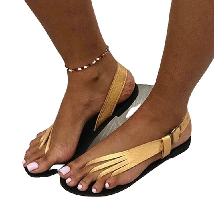 Damen flache Riemchensandalen mit geschicktem Schlitz-Design und verstellbarem Riemen Shopnory