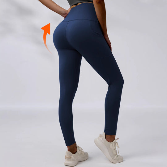 Damen Knöchelhohe Sportleggings mit hohem Bund und seitlicher Smartphone-Tasche Shopy Nory