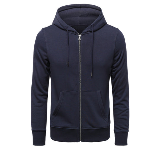Herren nan schmal geschnittener Zip-Hoodie mit Metall-Reißverschluss, doppellagiger Kapuze und Kängurutasche Shop Nory