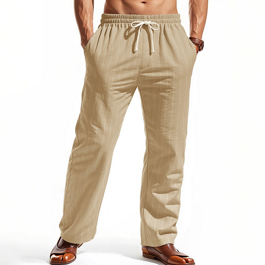 Herren nan Nadelstreifen-Freizeithose mit elastischem Bund, Kordelzug und geradem Schnitt Shop Nory
