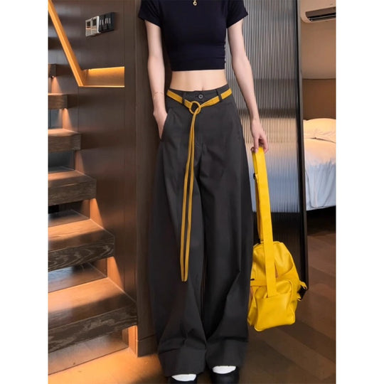 Damen Weite Baumwollhose mit Statement-Gürtel Shop Nory