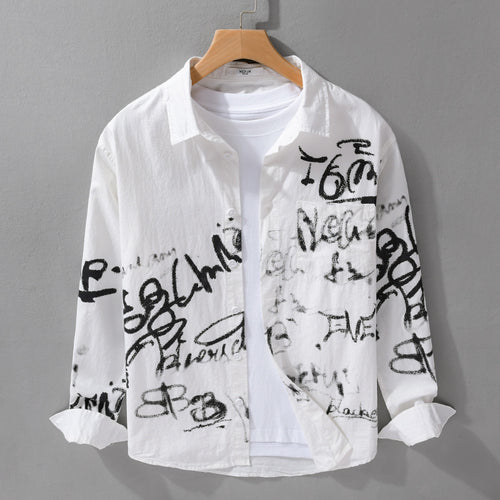 Herren Lässiges Overshirt mit grafischem Scribble-Print und Brusttasche Shop Nory