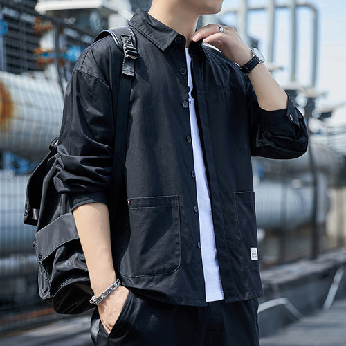 Herren Overshirt im leichten Canvas‑Utility‑Style mit Hemdkragen und aufgesetzten Taschen Shop Nory