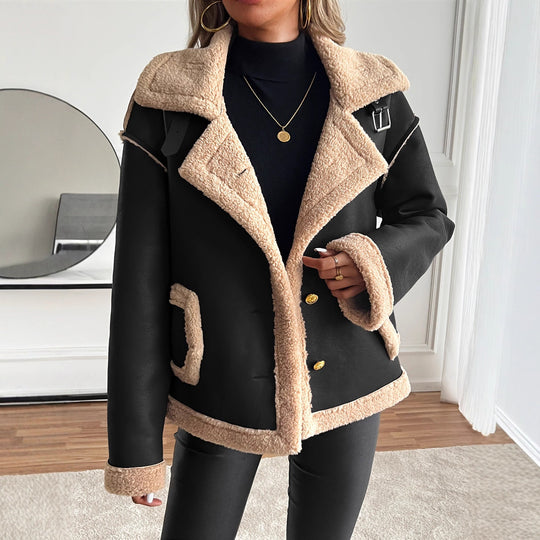 Damen Modische Teddyfelljacke