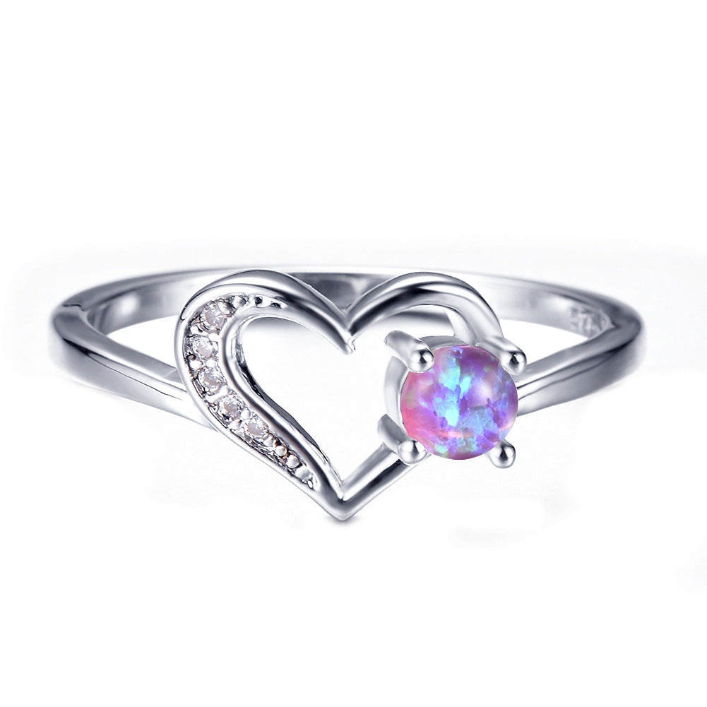 Damen Ring mit herzförmigem Design und funkelndem Opal Shop Nory